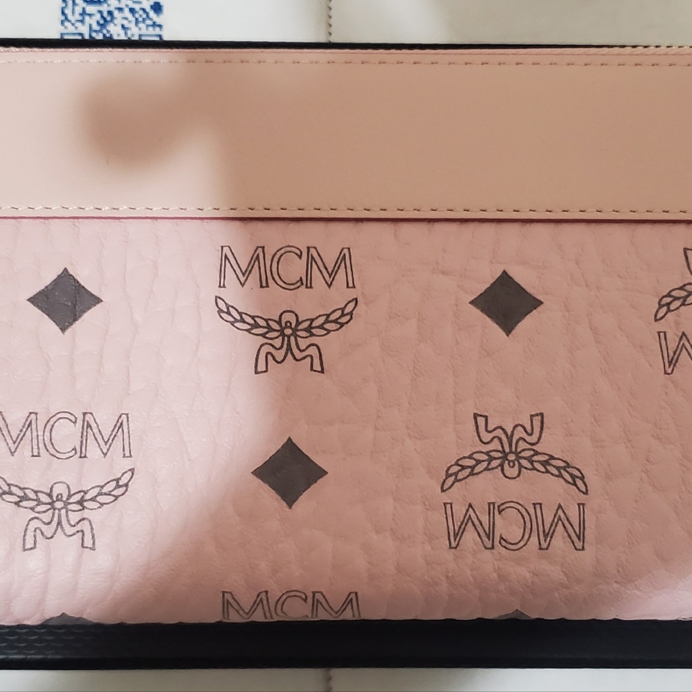 MCM Visetos Original Authentic Crossbody Bag Pouch Powder Pink & Wallet Combo - Picture 5 of 13